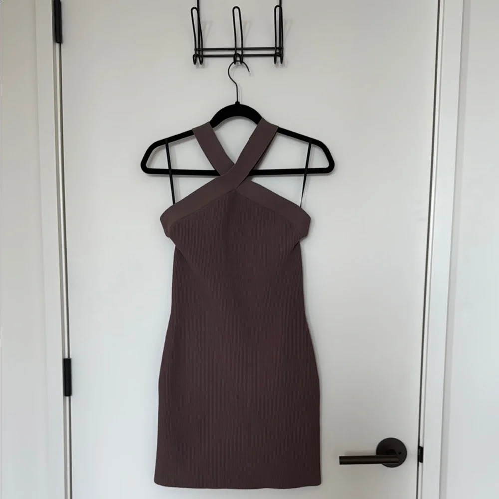 ARITZIA Babaton Bodycon Mini Sculpt Knit Dress in Deep Taupe - Large - Picture 2 of 11